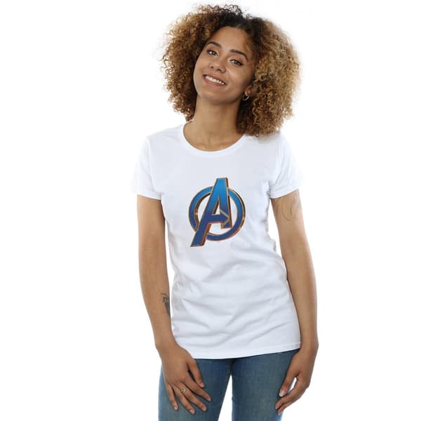 Marvel Womens/Ladies Avengers Endgame Heroic Logo Bomull T-Shir White L