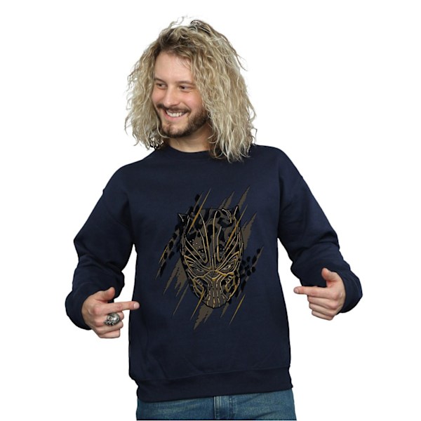 Marvel Herr Svart Panter Guldhuvud Sweatshirt L Marinblå Navy Blue L