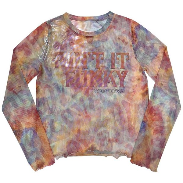 James Brown Dam Funkiga Mesh Långärmad Crop Top XXL Light Blue XXL
