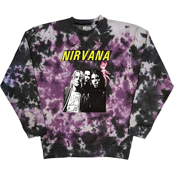 Nirvana Unisex Vuxen Flipper Tvättat Sweatshirt L Grå/Lila/Svart Grey/Purple/Black L