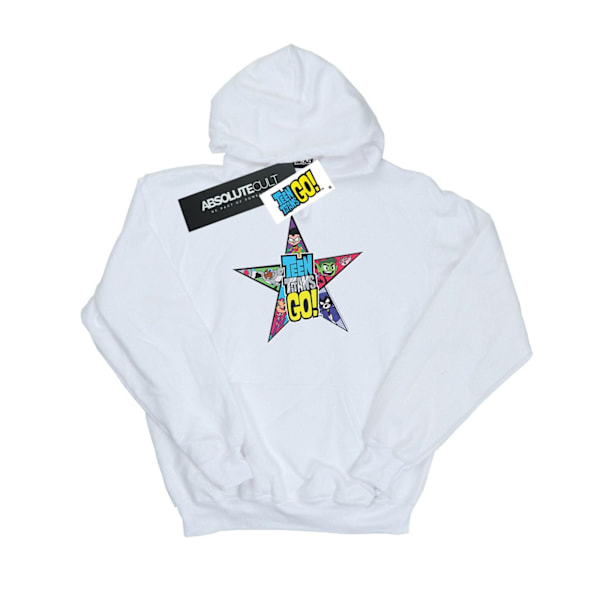 DC Comics Girls Teen Titans Go Star Logo Hoodie 7-8 år Vit White 7-8 Years