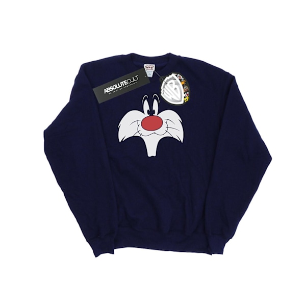 Looney Tunes Herr Sylvester Stort Ansikte Sweatshirt M Marinblå Navy Blue M