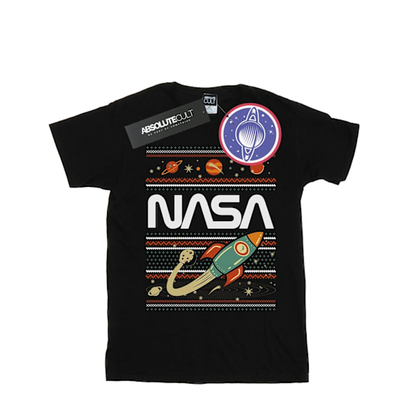 NASA Girls Fair Isle Bomull T-shirt 7-8 år Svart Black 7-8 Years