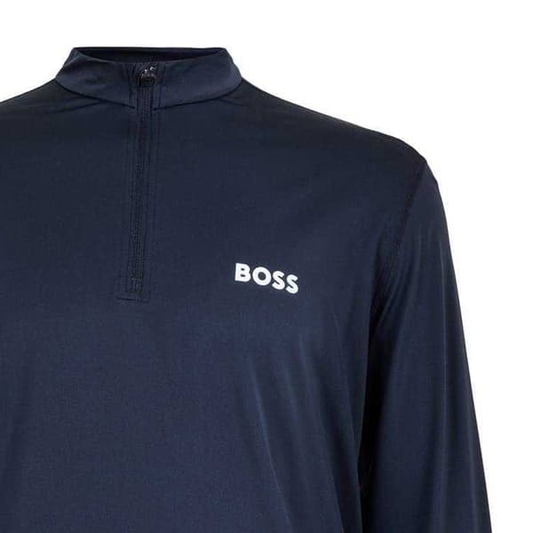 Boss Herr Performance Quarter Zip Långärmad Topp XL Marinblå Navy XL