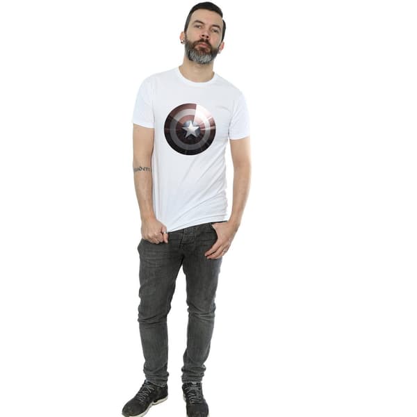Marvel Herr Captain America Shield Shiny T-Shirt L Vit White L