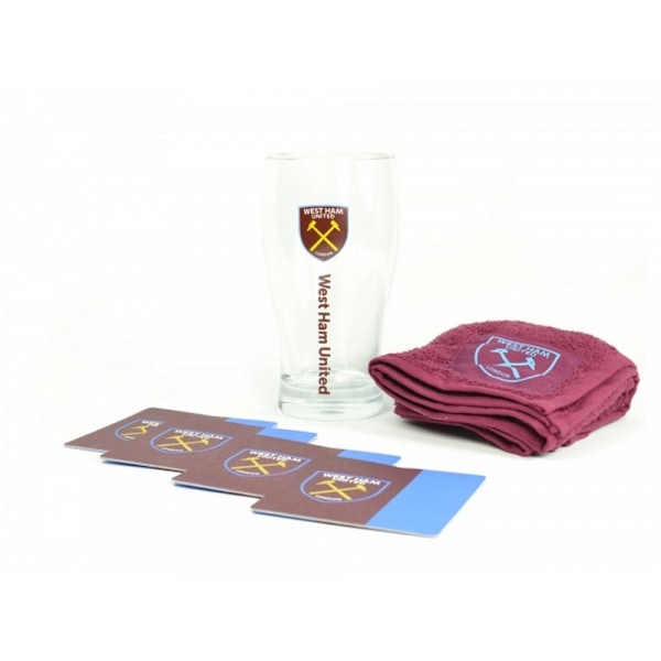 West Ham United FC Officiell Minibar Set (Set med 1 Pint Glas, Claret/Blue One Size