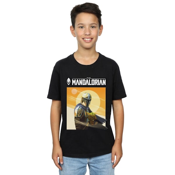 Star Wars The Mandalorian The Child T-shirt med två månar för pojkar, 3-4 år Black 3-4 Years
