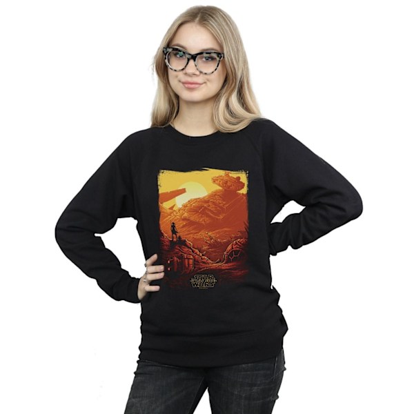 Star Wars: The Force Awakens Dam/Damer Rey Art Poster Sweatshirt Black S