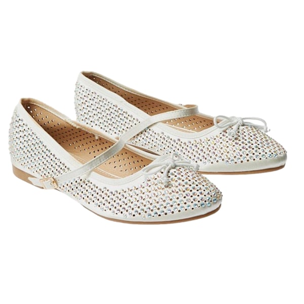 Dorothy Perkins Petra Mary Jane Diamante Ballerinaskor för dam/kvinna White 3 UK