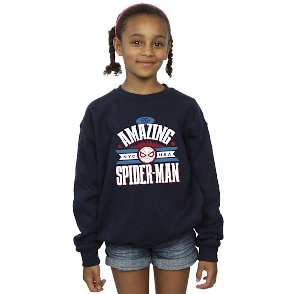 Marvel Girls Spider-Man NYC Amazing Sweatshirt 7-8 år Marinblå B Navy Blue 7-8 Years