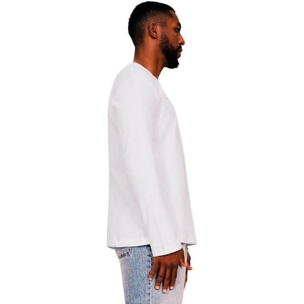 Avslappnad klassisk herrringspunnen bomull långärmad T-shirt 4XL vit White 4XL