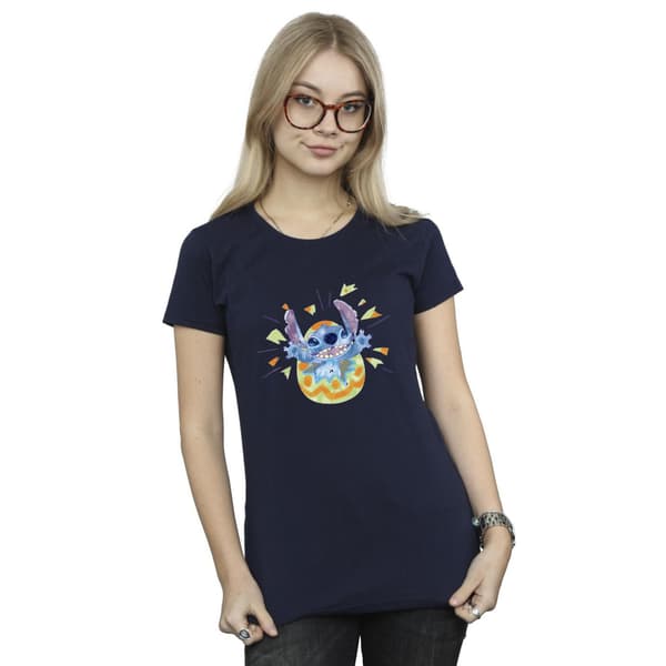 Disney Dam Lilo & Stitch Cracking Egg T-shirt i bomull Navy Blue L