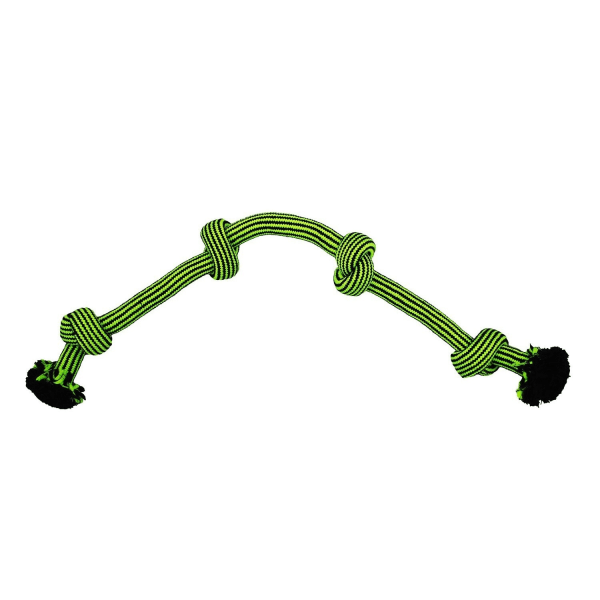 Jolly Pets Knot-N-Chew 4 Rope Dog Toy S-M Grön/Svart Green/Black S-M
