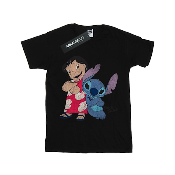 Lilo & Stitch flickor klassisk bomull T-shirt 7-8 år svart Black 7-8 Years