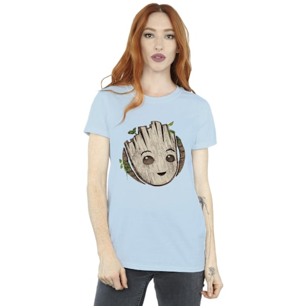Marvel Dam/Kvinnor Jag Är Groot Trä Huvud Bomull Pojkvän T- Baby Blue L