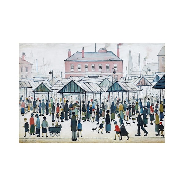 L.S. Lowry Marknadsscen Norra Staden 1939 Tryck 30cm x 40cm Mu Multicoloured 30cm x 40cm