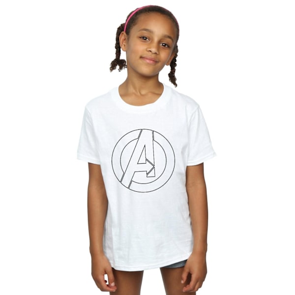 Marvel Girls Avengers Assemble A Logo Outline Bomull T-shirt 5- White 5-6 Years