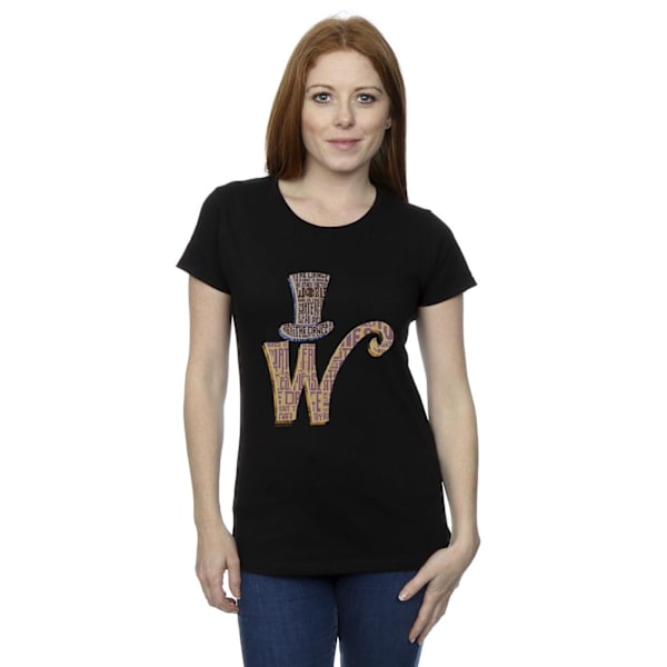 Willy Wonka Dam/Kvinnor W Logo Hat Bomull T-Shirt S Svart Black S