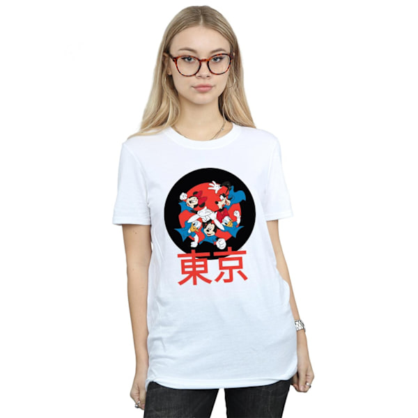 Disney Dam/Damer Mickey Mouse Team Huddle Bomull Boyfriend White 3XL
