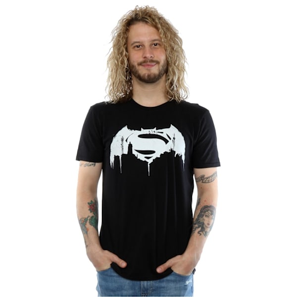 DC Comics Herr Batman v Superman Beaten Logo T-shirt 3XL Svart Black 3XL