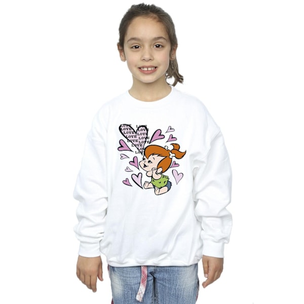The Flintstones Girls Pebbles Love Love Love Sweatshirt 5-6 år White 5-6 Years