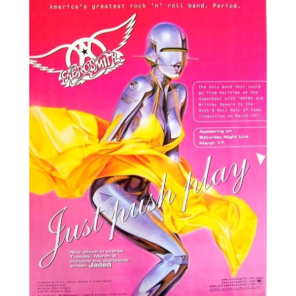 Aerosmith Just Push Play Poster 40cm x 30cm Rosa/Gul/Grå Pink/Yellow/Grey 40cm x 30cm