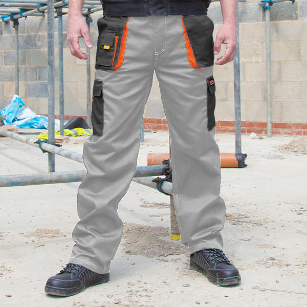 Resultat Unisex Work-Guard Lite Workwear Byxor (andningsbar och Grey / Black / Orange XL