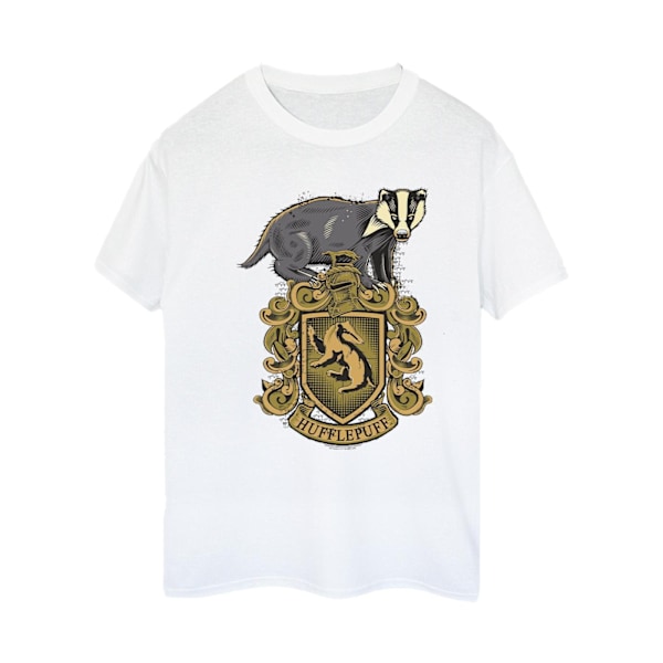 Harry Potter Dam/Kvinnor Hufflepuff Sketch Crest Bomull Boyfr White XL