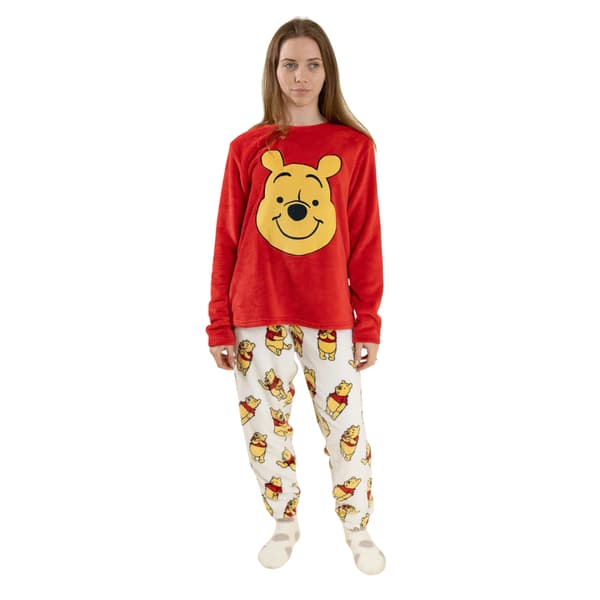 Nalle Puh Dam Långärmad Lång Pyjamas Set XL Röd Red/White XL