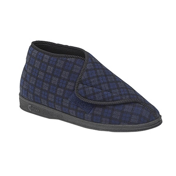 Comfylux James Check Boot Slippers 12 UK Marinblå Navy Blue 12 UK