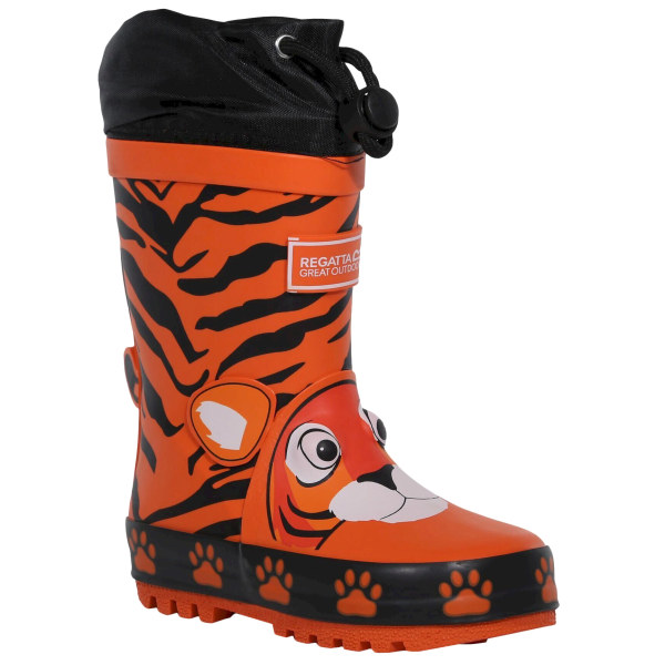 Regatta Barn/Barn Mudplay Tiger Print Wellington Boots 2 U Blaze Orange 2 UK