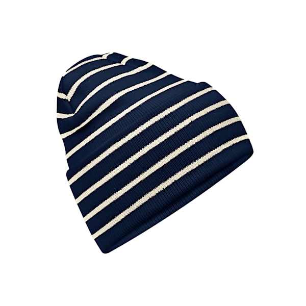 Beechfield Unisex Vuxen Original Randig Djup Manschett Mössa En French Navy/Soft White One Size
