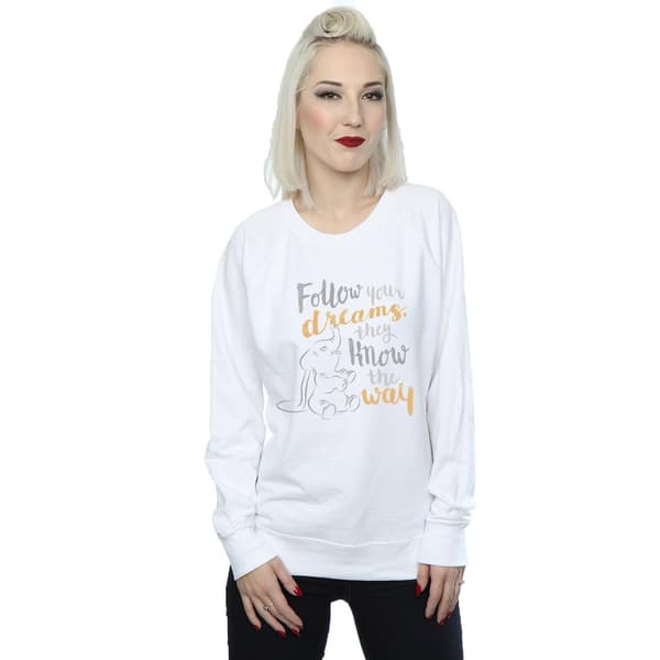 Disney Dam/Damer Dumbo Följ Din Dröm Sweatshirt 5XL Vit White 5XL