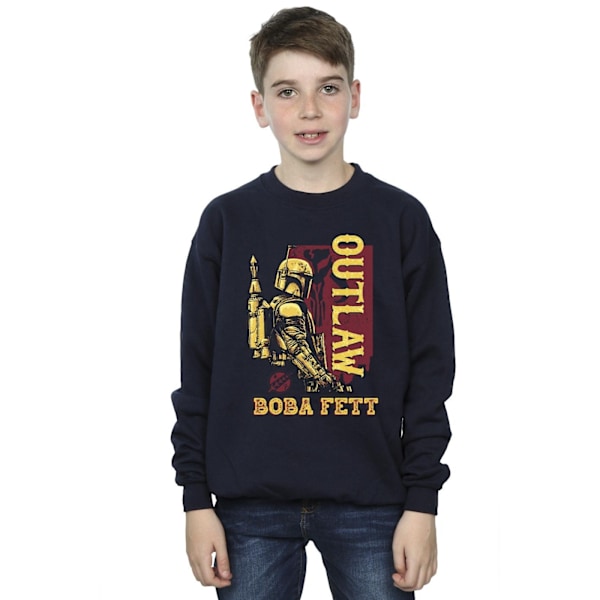 Star Wars Boys The Book Of Boba Fett Distressed Outlaw Sweatshirt Navy Blue 9-11 Years