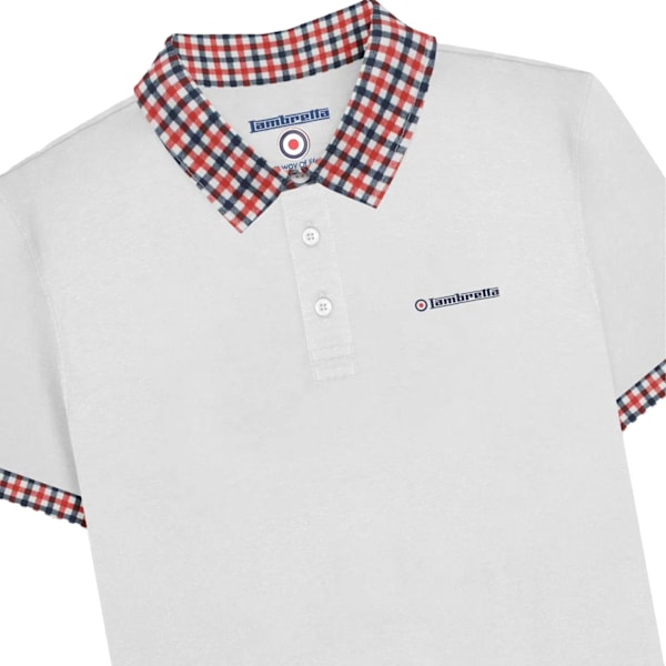 Lambretta Herr SS25 Gingham Pikétröja L Vit White L