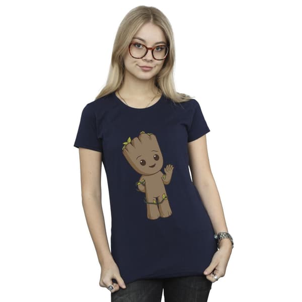 Marvel Dam/Dam I Am Groot Söt Groot T-shirt i bomull L Marinblå Navy Blue L