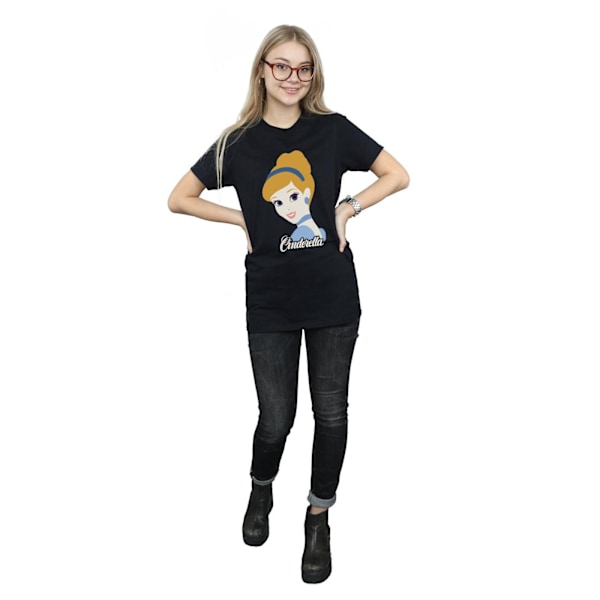 Disney Princess Dam/Damer Askungen Silhuett Bomull Pojkvän T-shirt Black L