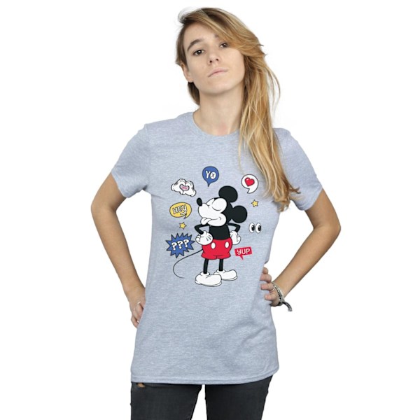 Disney Dam/Damer Mickey Mouse T-shirt med tunga ut i bomull Sports Grey L