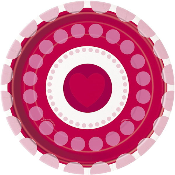 Unique Party Radiant Heart Alla Hjärtans Dag-tallrikar (8-pack) O Pink One Size