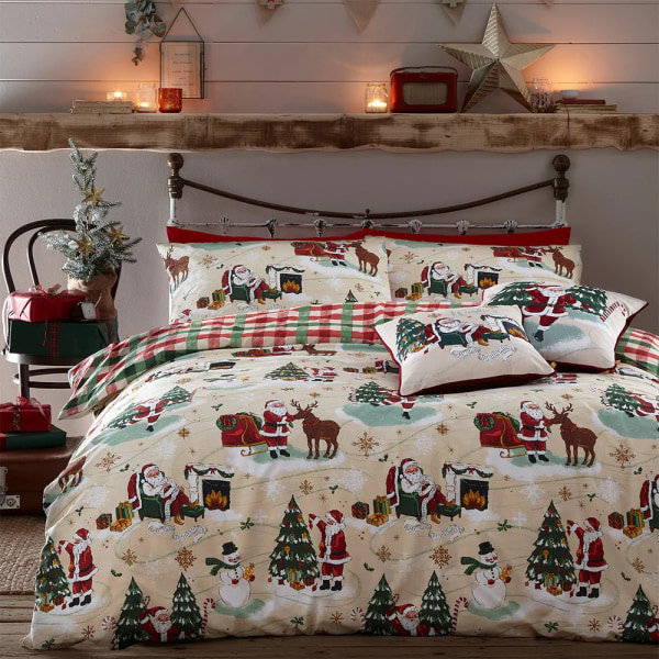 Furn Santa Claus Jul Cover Set Toddler Kräm/Röd/Gr Cream/Red/Green Toddler