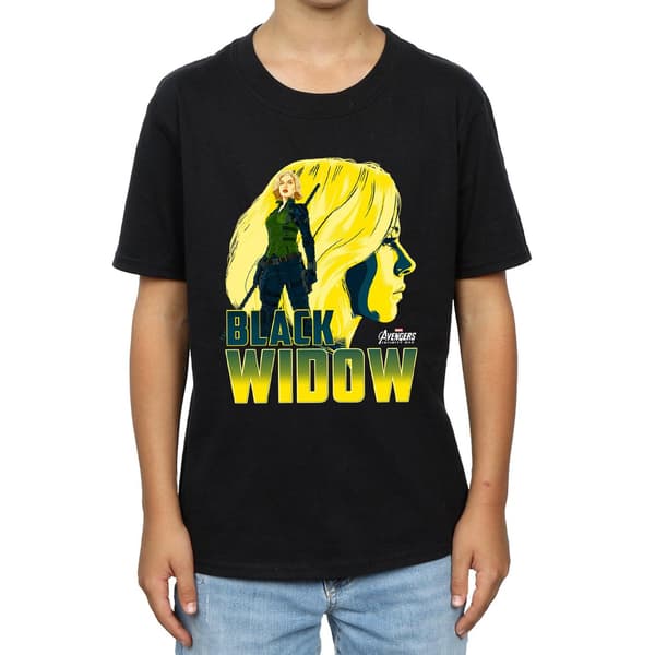 Marvel Boys Avengers Infinity War Black Widow Character T-Shirt Black 7-8 Years