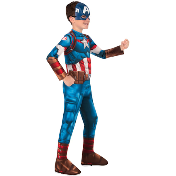 Captain America Pojkkostym 5-6 år Blå/Röd/Vit Blue/Red/White 5-6 Years