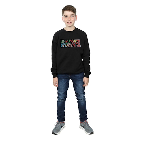 Marvel Comics Pojkar Karaktär Infill Logotyp Sweatshirt 7-8 År B Black 7-8 Years