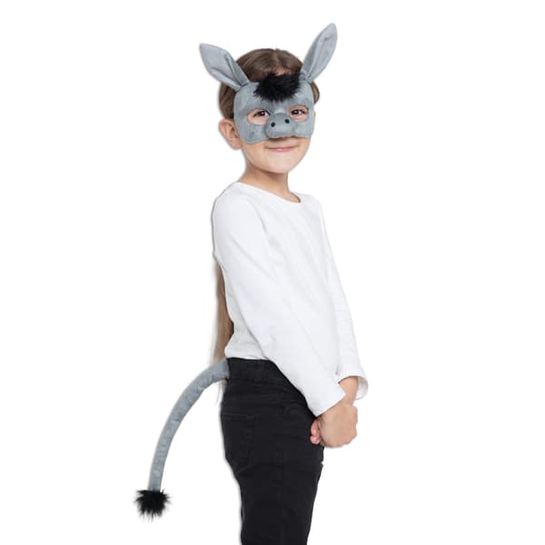 Bristol Novelty Barnmask och svans för barn, grå/svart, One size Grey/Black One Size