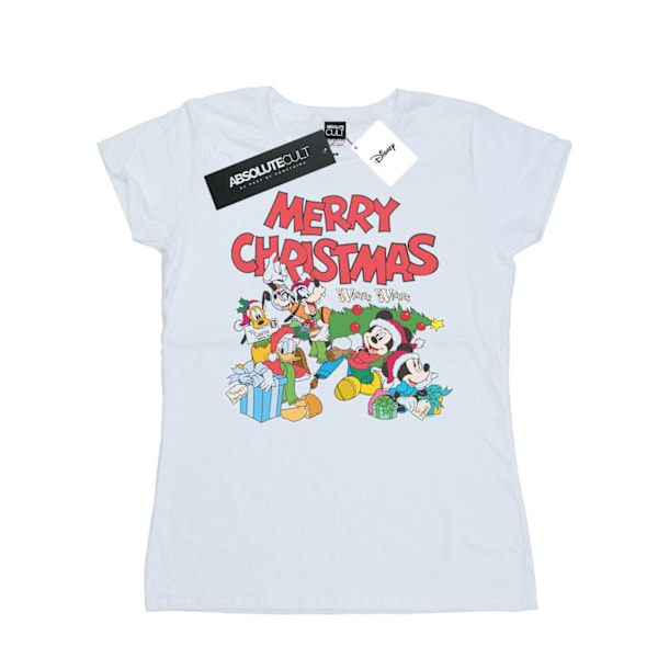 Disney Womens/Ladies Mickey And Friends Winter Wishes Bomull T- White XL