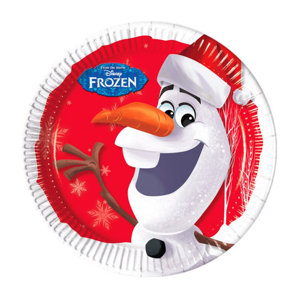 Frozen Olaf julfesttallrikar (paket med 8) One Size Röd/Whi Red/White One Size