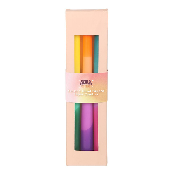 Something Different Aura Energy Dipped Taper Candle Set (3-pack) Multicoloured One Size