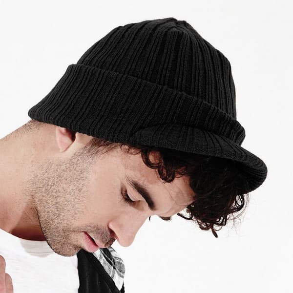Beechfield Unisex enfärgad vintermössa med topp, One size, svart Black One Size