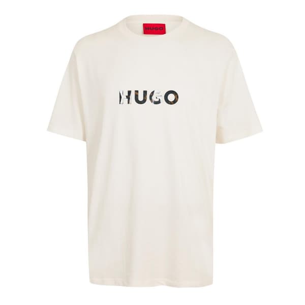 Hugo Herr Dumeo Djurmönstrad Logotyp Bomulls T-shirt S Vit White S