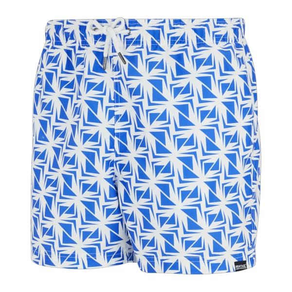 Regatta Herr Loras Geometriska Badshorts M Vit/Sonic Blå White/Sonic Blue M